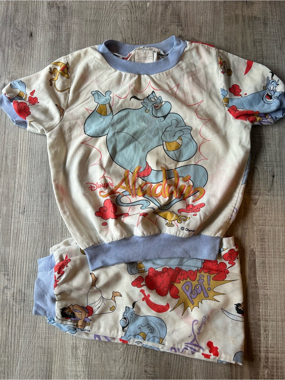 Vintage Disney Aladdin Genie Blue Kids Pajama Set • 3